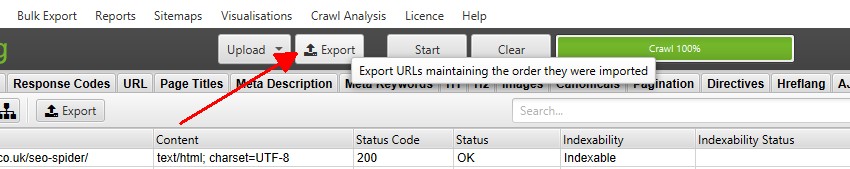 Exportar URL en el mismo orden en que se subieron