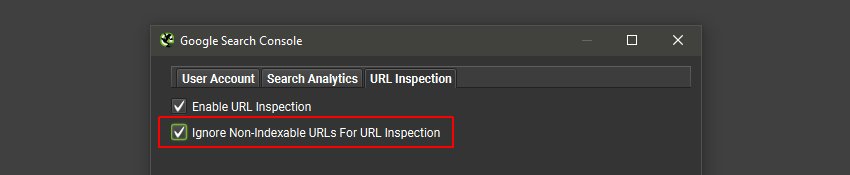 API de inspección de URL Ignorar URL no indexables